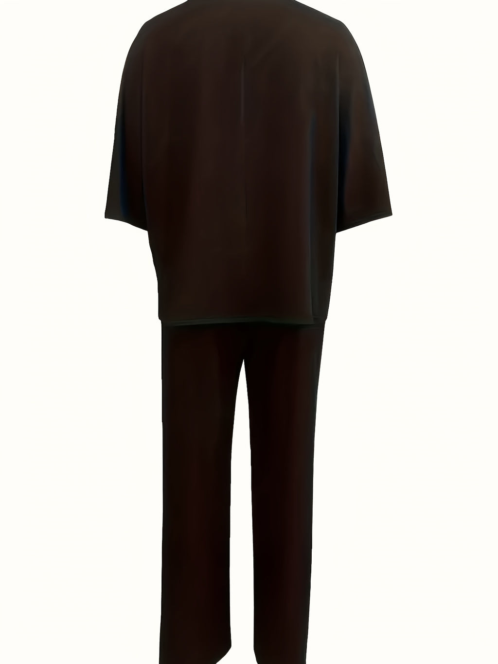 Solid Color V-Neck Casual Suit