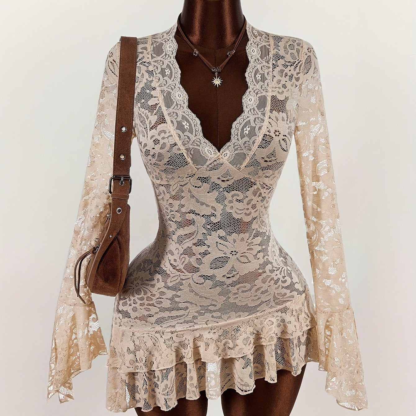 Vintage-Inspired Lace Floral Mesh Dress