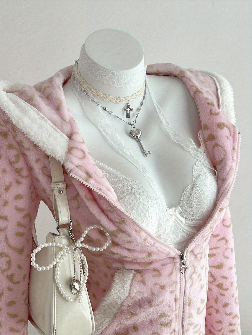 1pc Women'S Soft Fleece Hooded Jacket with & Leopard Print - Cozy Winter Warmth, Full-Zip Casual Outerwear, // Animal Pattern, Machine Washable