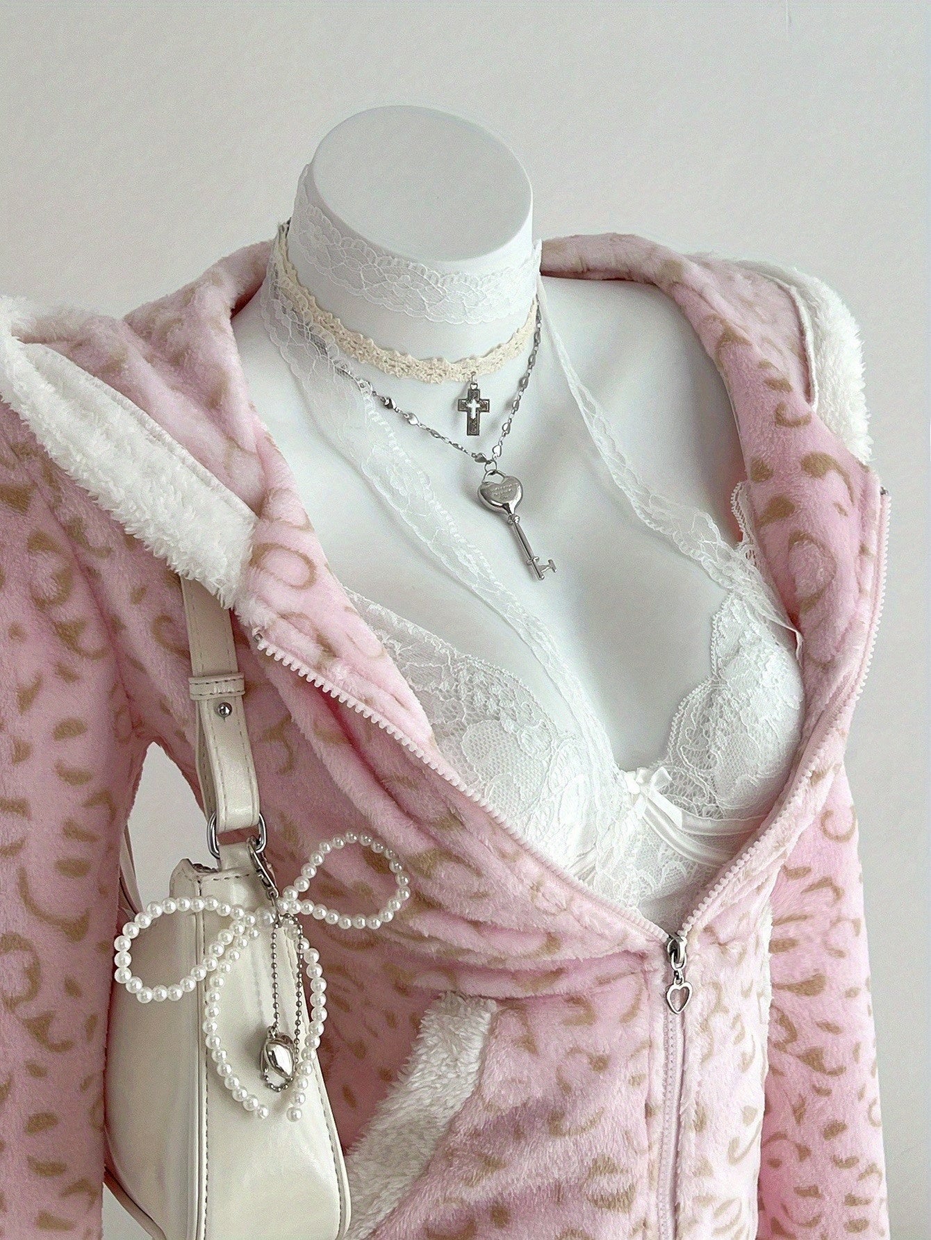 1pc Women'S Soft Fleece Hooded Jacket with & Leopard Print - Cozy Winter Warmth, Full-Zip Casual Outerwear, // Animal Pattern, Machine Washable