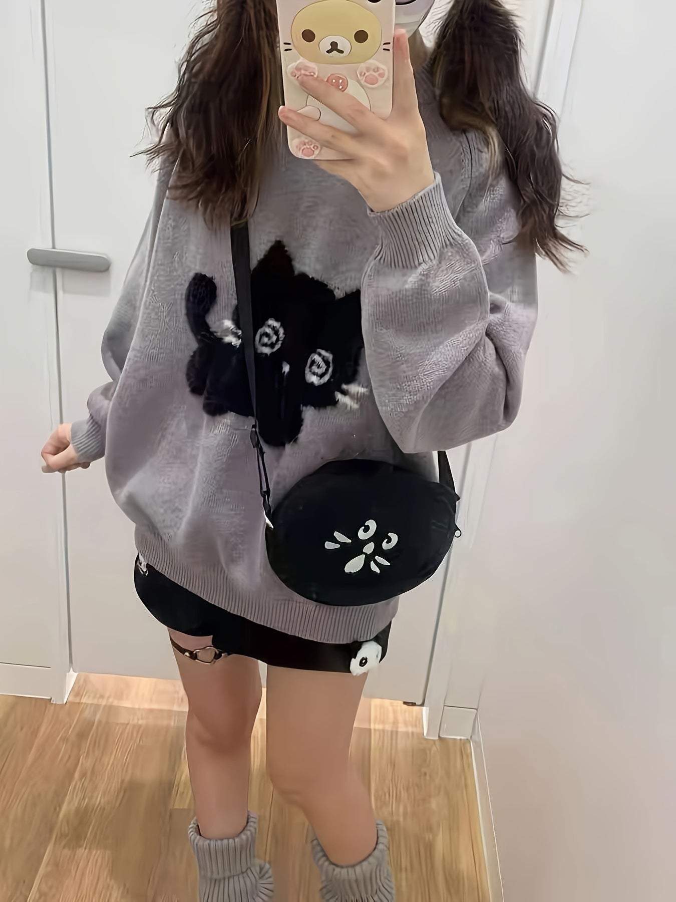 Cute Cat & Color Block Sweater