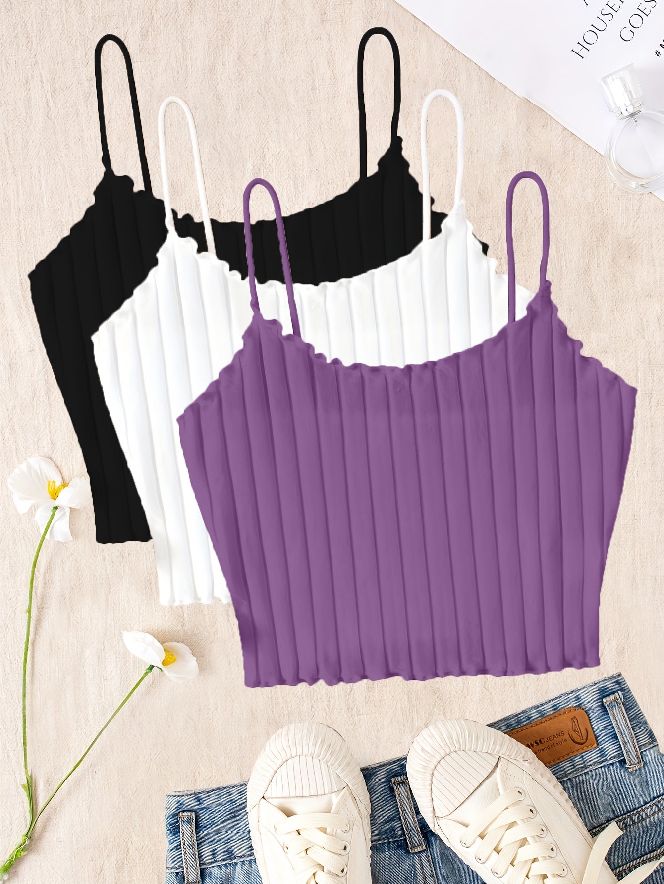 Womens Summer Clothing Bras for Women - Set of Three Spaghetti Strap Slingback - Elegant Viscose Smooth Fabric