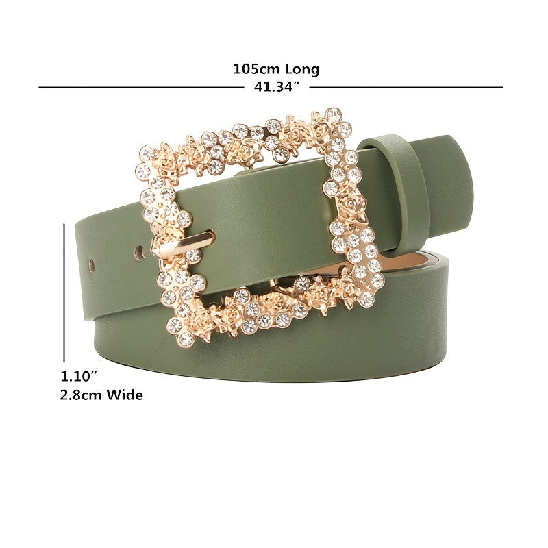 Alloy Rhinestone Pin Buckle Belt
