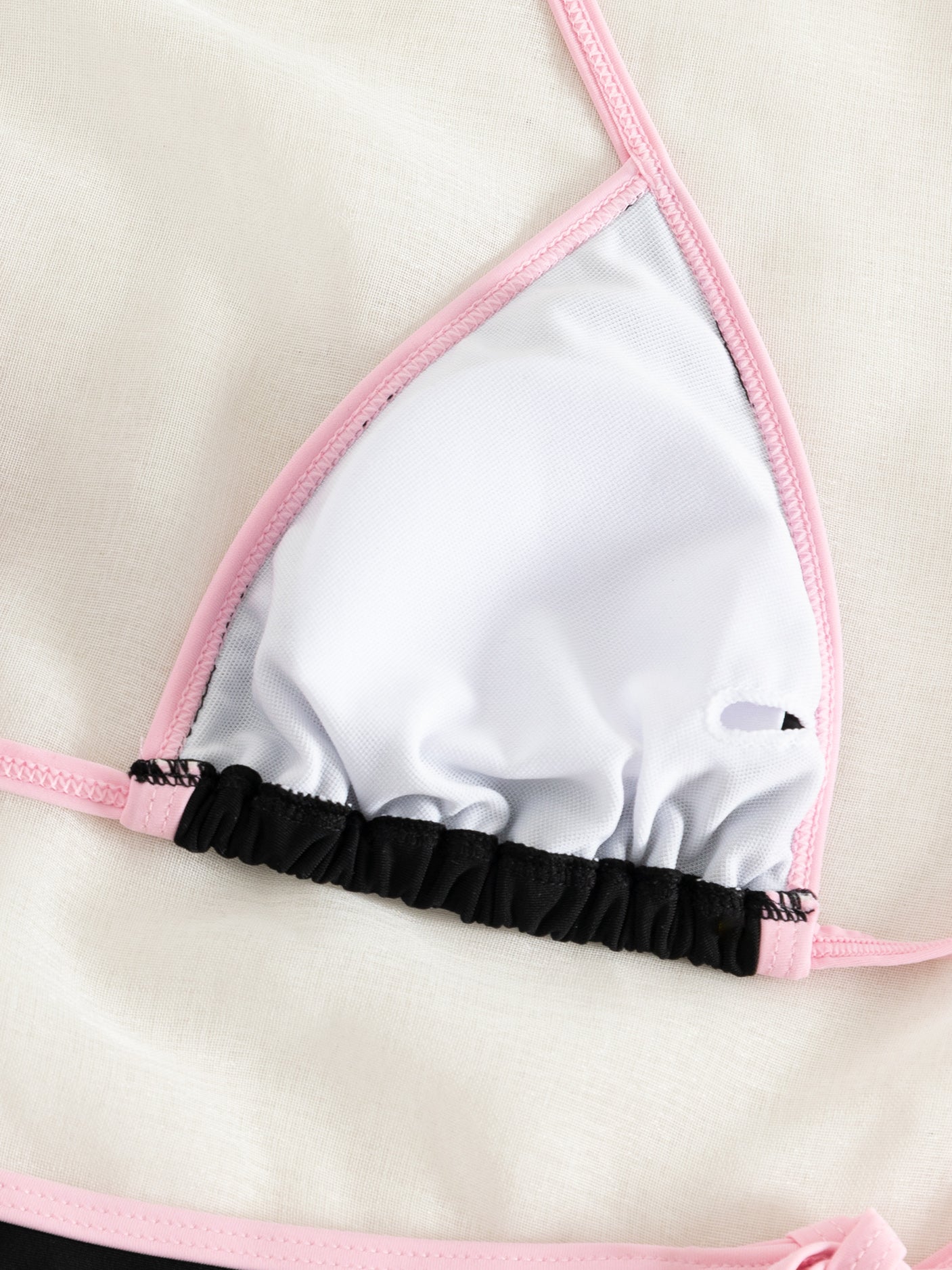 Contrast Trim Tie Side 2 Piece Bikini Swimsuit