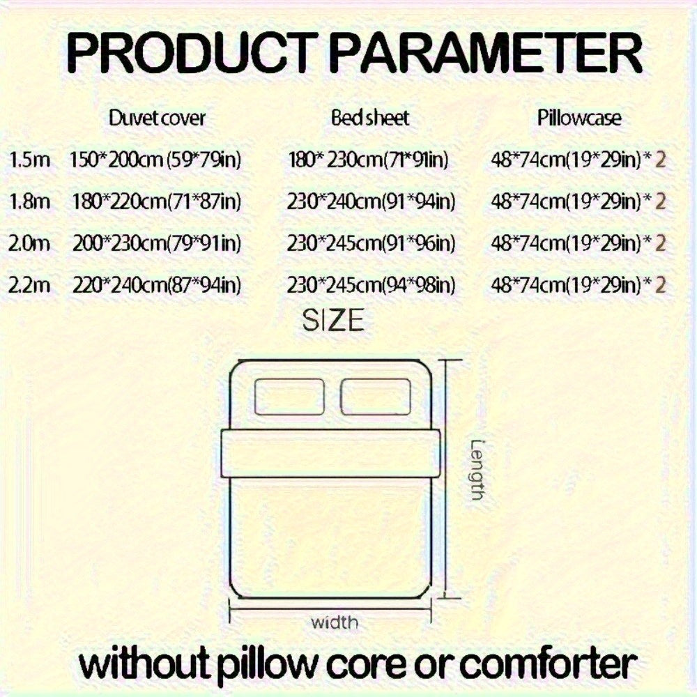 Hibiscus Pattern Fresh Style 4pcs Bedding Set (1 Duvet Cover + 1 Fitted Sheet + 2 Pillowcases)