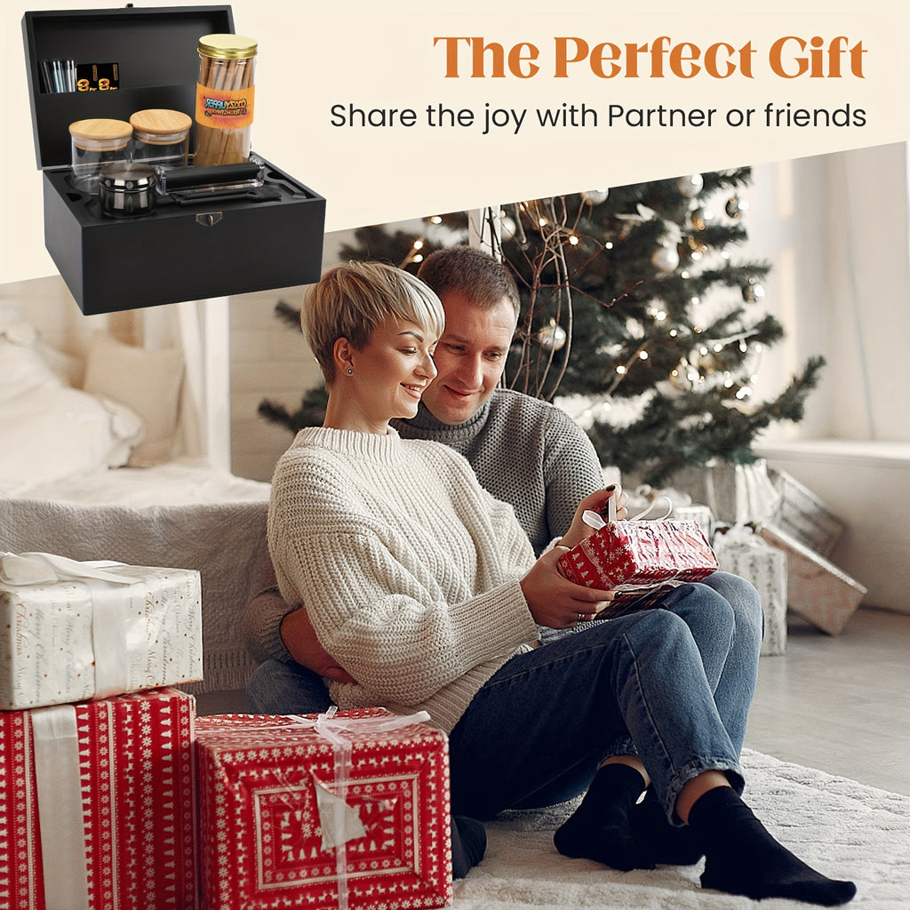 Large Bamboo Stash Box with Removable Tray Kit