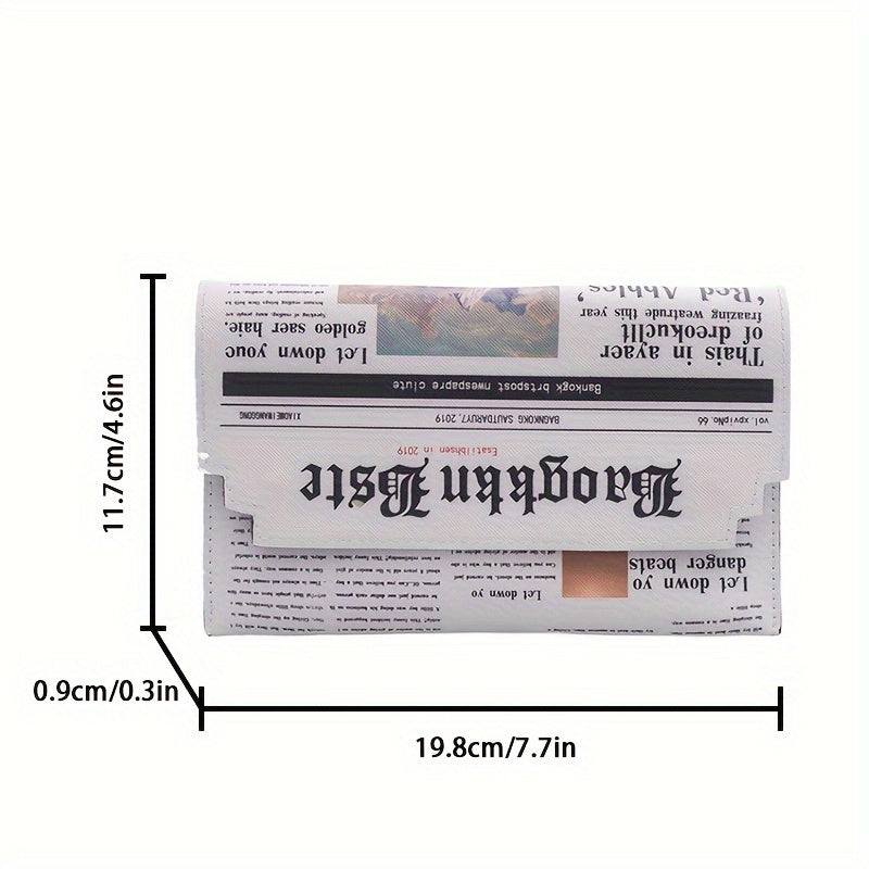 Trendy Chain Crossbody Newspaper Clutch Bag - Women's Envelope Flap Purse For Party Prom