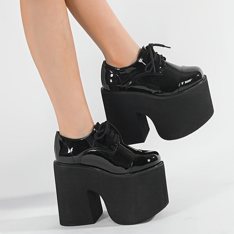 High-Heeled Platform Shoes with Thick Heels And Round Toes