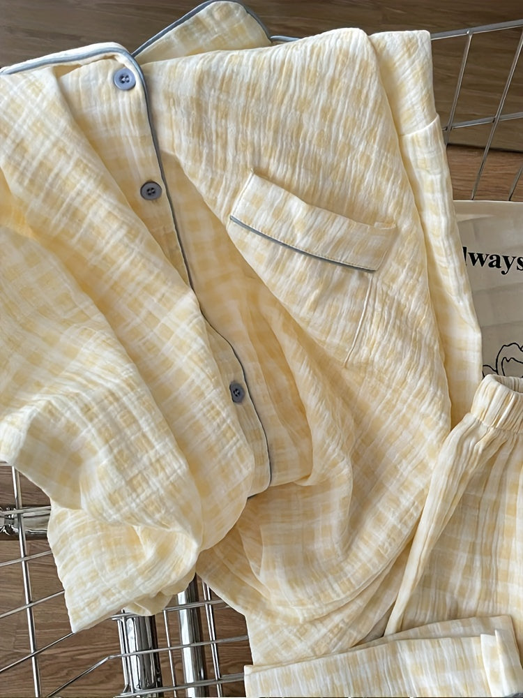 Yellow Checkered Cloud Sleepwear