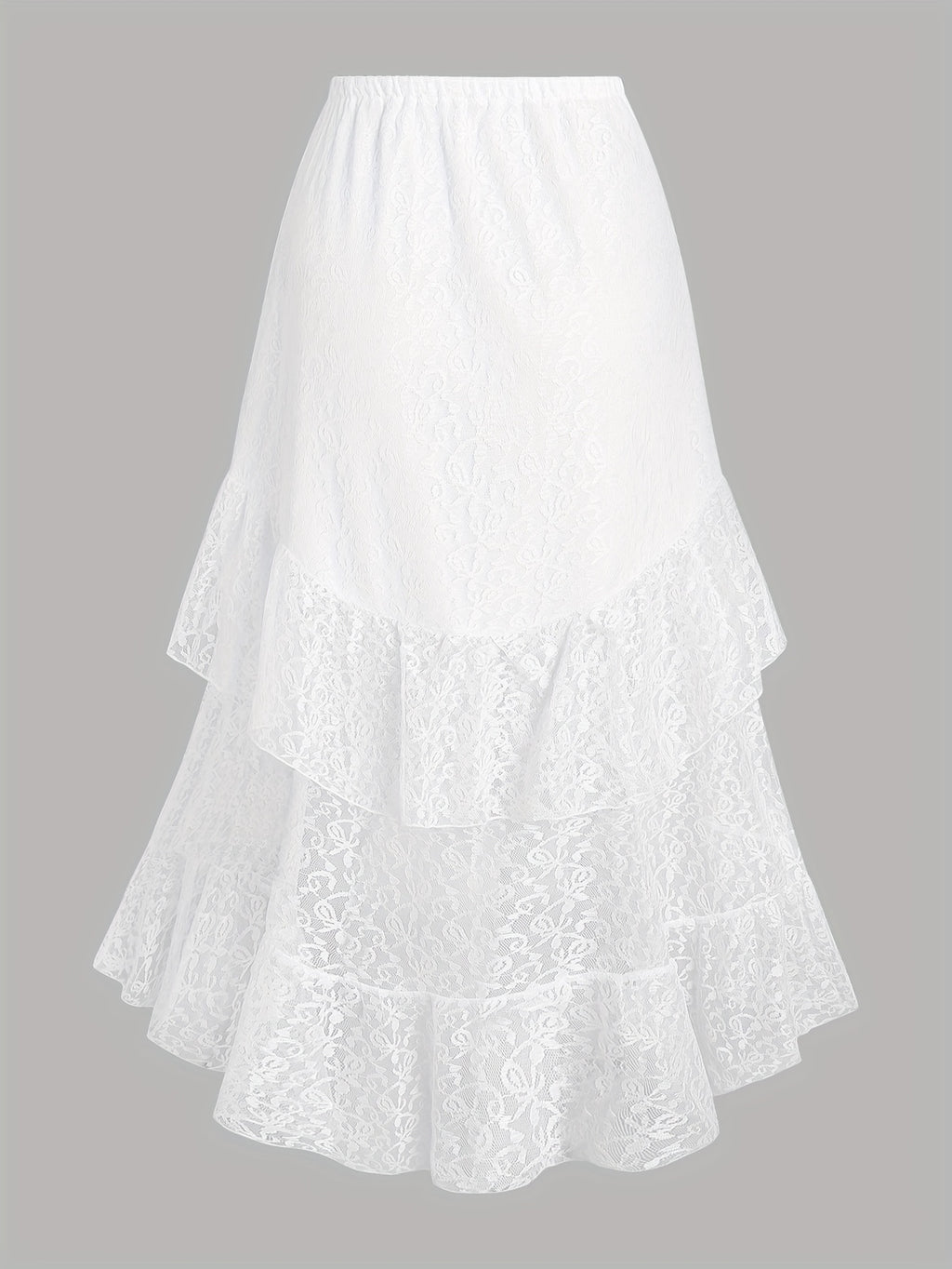 Women'S Elegant Solid Color Lace Pleated Skirt - Y2K Style, Contrast Lace Detail, Summer Fashion, Pleated Skirt | Lace Skirt | Ruffled Hem Skirt, Lace Skirt