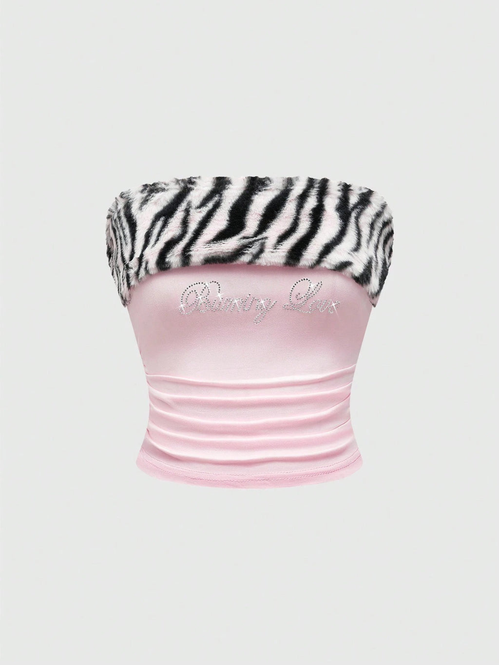 "Burning Love" Tiger Fur & Rhinestone Tube Top
