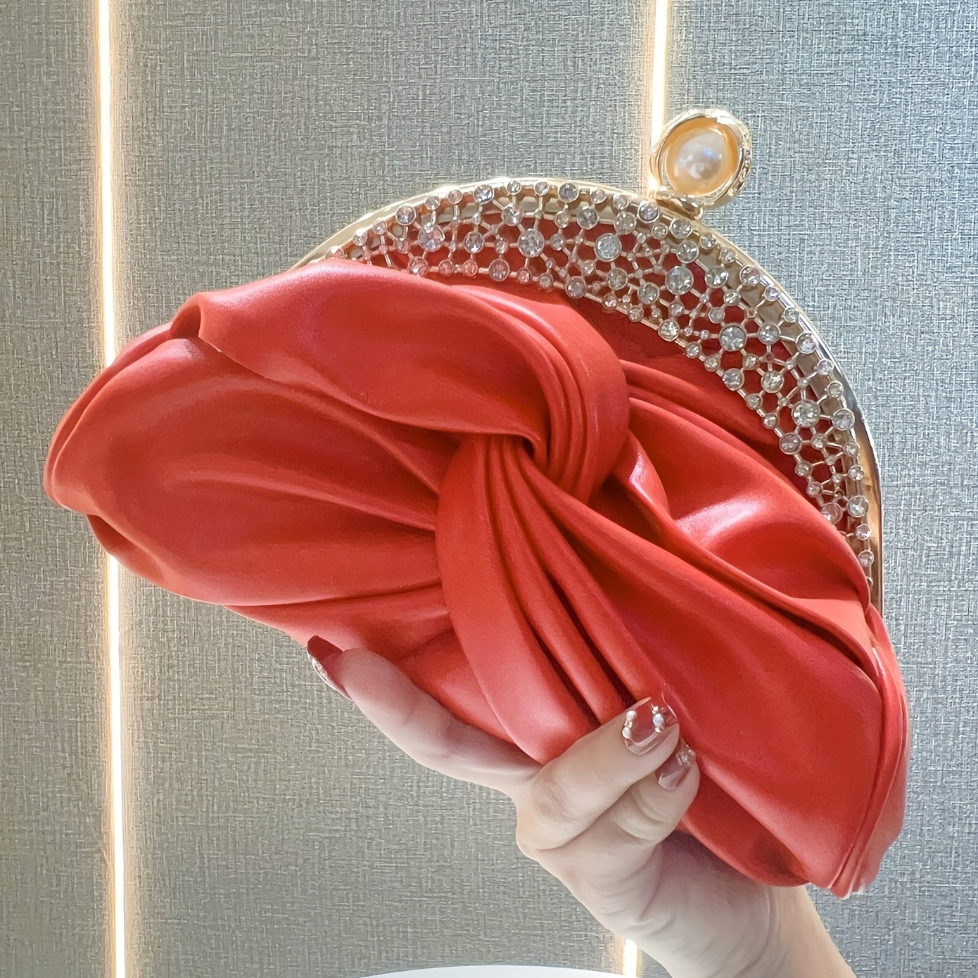 Elegant White Mini Clutch with Golden Rhinestone Crown