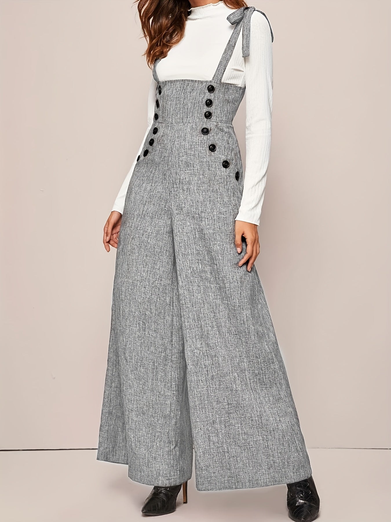 Polyester Jumpsuit with Button Detail