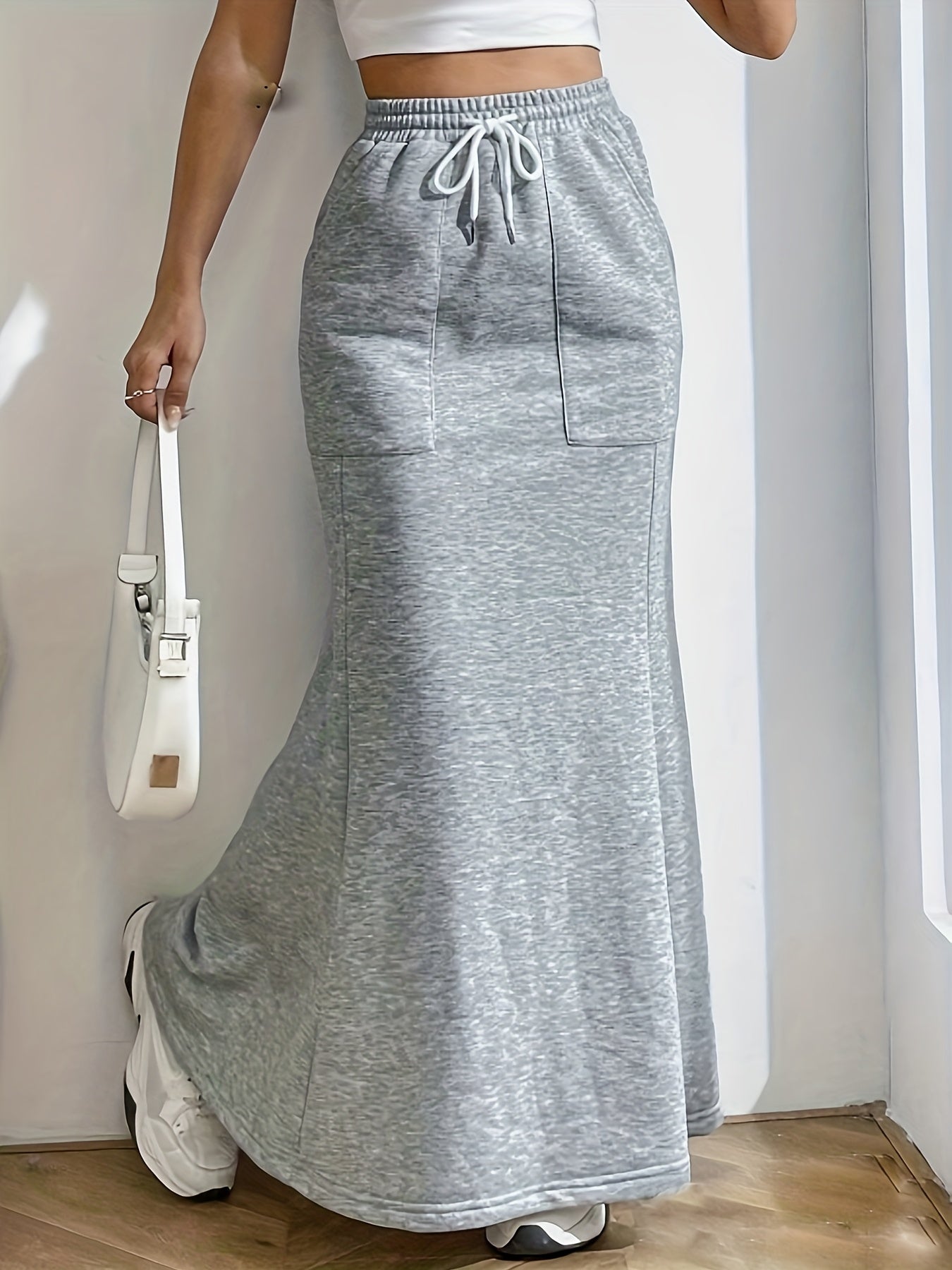 Mermaid Hem Skirt with Drawstring Waist