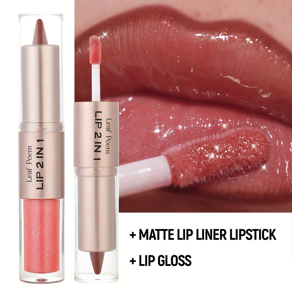 Double Effect Matte Gloss Lipstick, 2-in-1 Dual-Ended Lip Gloss & Lipstick