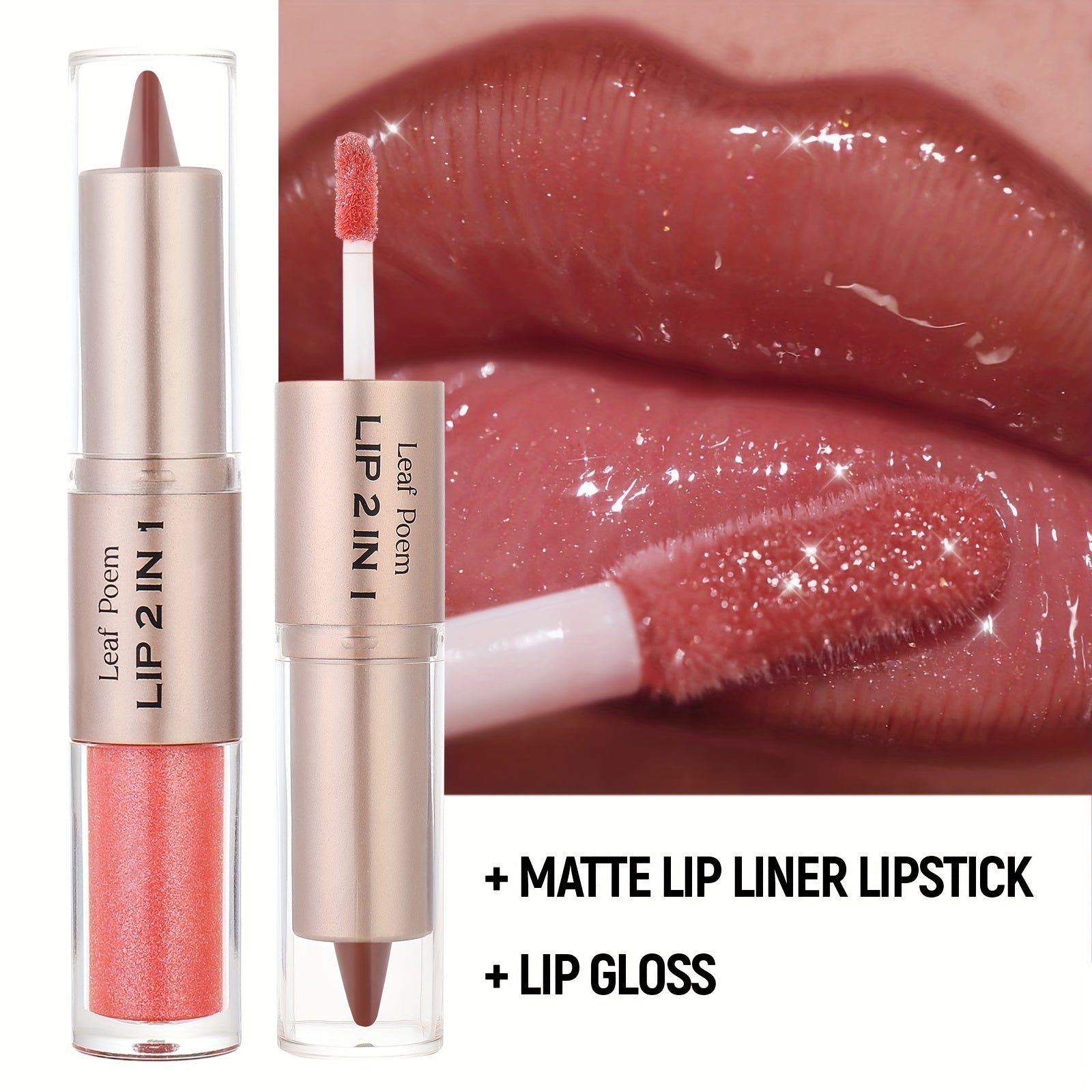 Double Effect Matte Gloss Lipstick, 2-in-1 Dual-Ended Lip Gloss & Lipstick