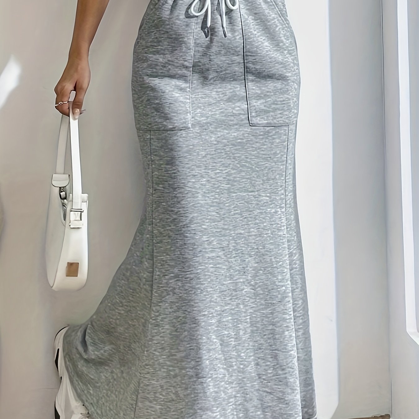 Mermaid Hem Skirt with Drawstring Waist