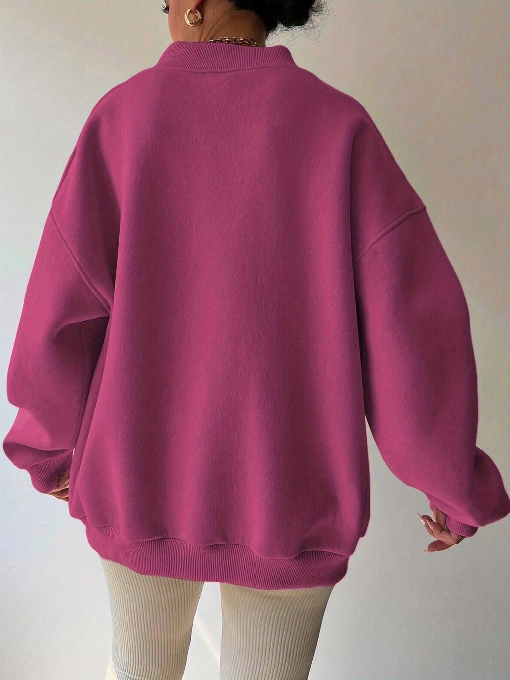 V-Neck Oversized Pullover Sweatshirt