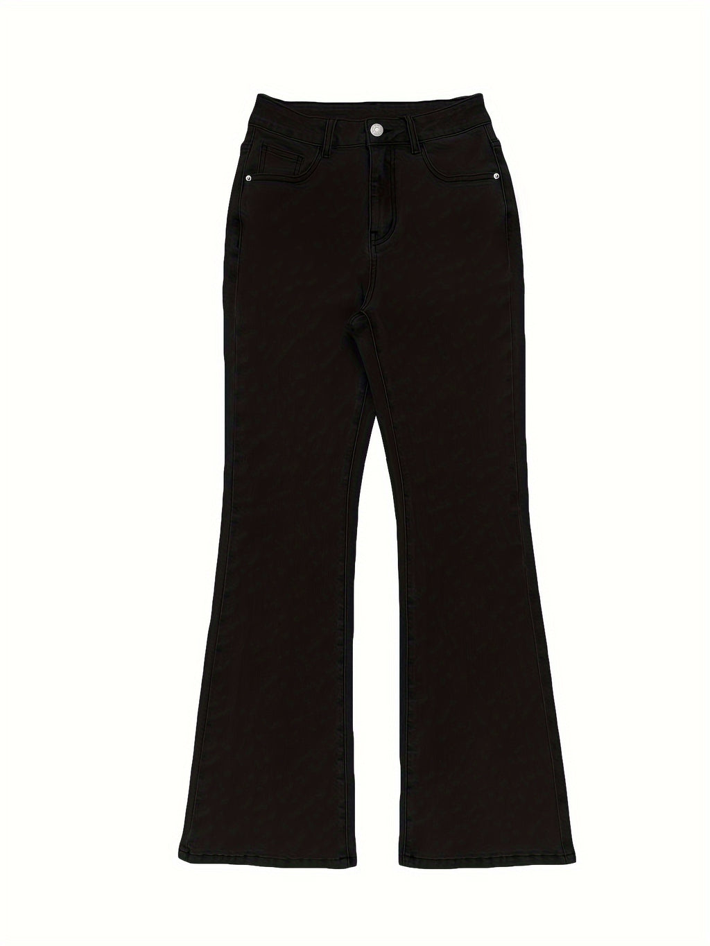 Women'S High-Waisted Stretch Denim Flare Jeans with Embroidered Bow Detail, Street Style Casual Pants, All-Season Comfort, Blue, High Waisted Jeans, Comfortable Fashion, Durable Fabric