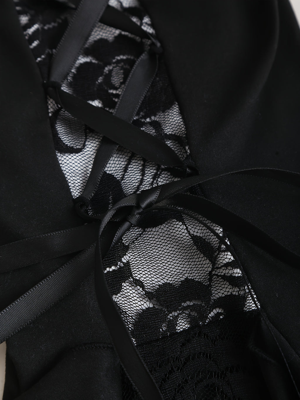 Women's Gothic Flared Pants with Contrast Lace and Tie-Up Design