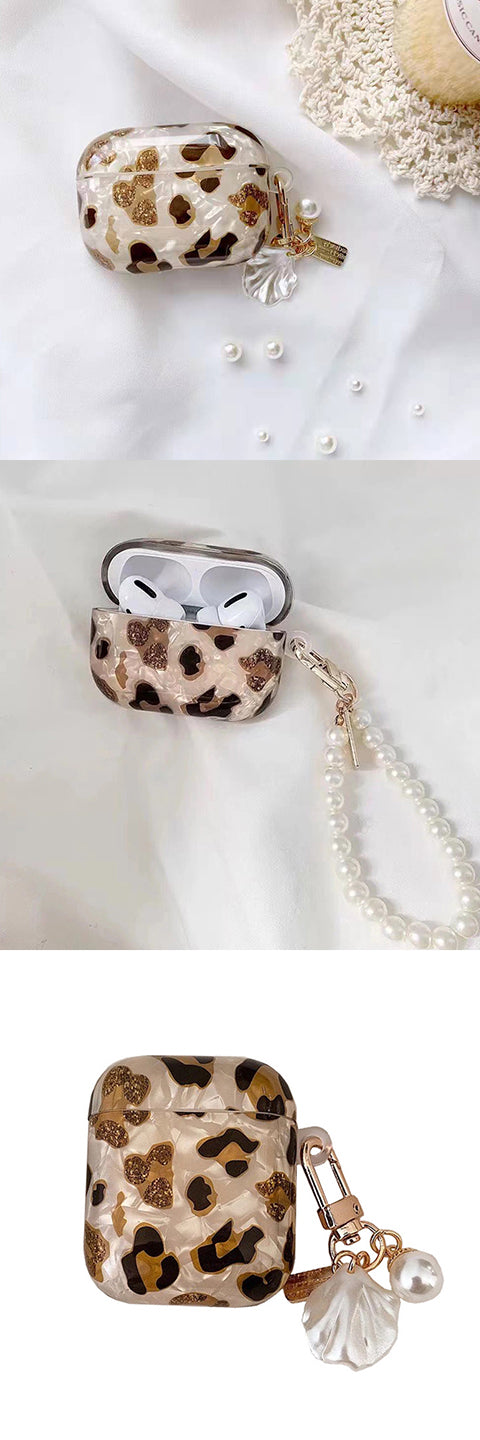 Leopard Print Earphone Sleeve with Hanging Chain - Perfect for Airpod1/2!