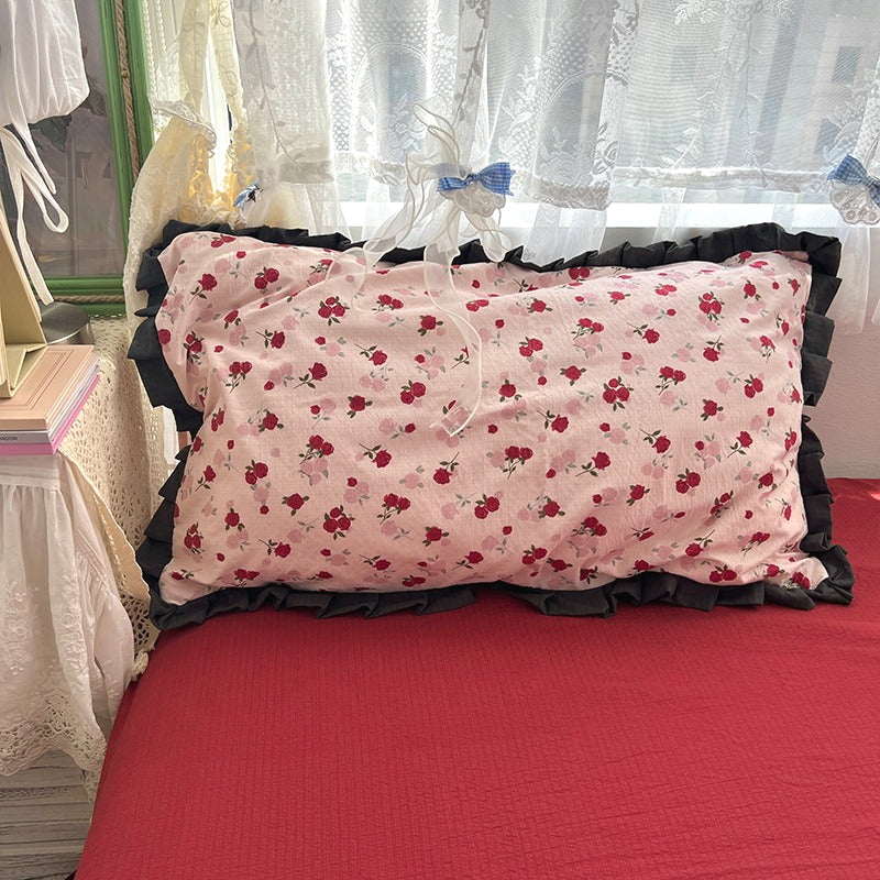 French Black Lace Bedding Set of 4pcs