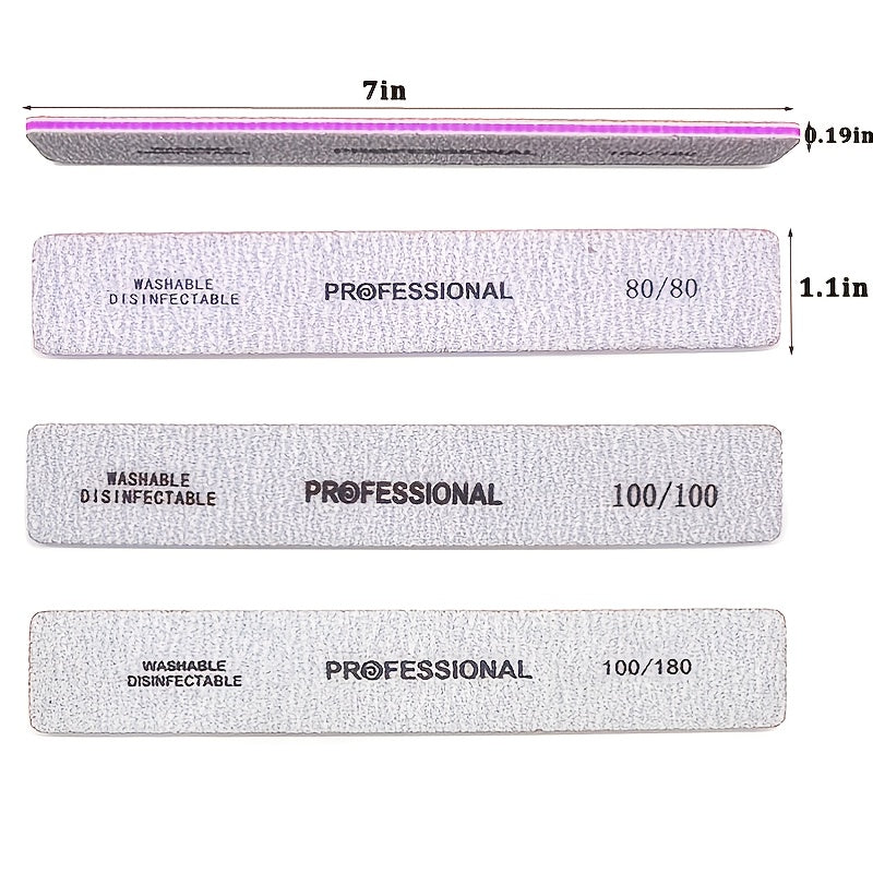 {5 Pcs/Pack} Square Nail File 80 100 180 Grit Poishing Files