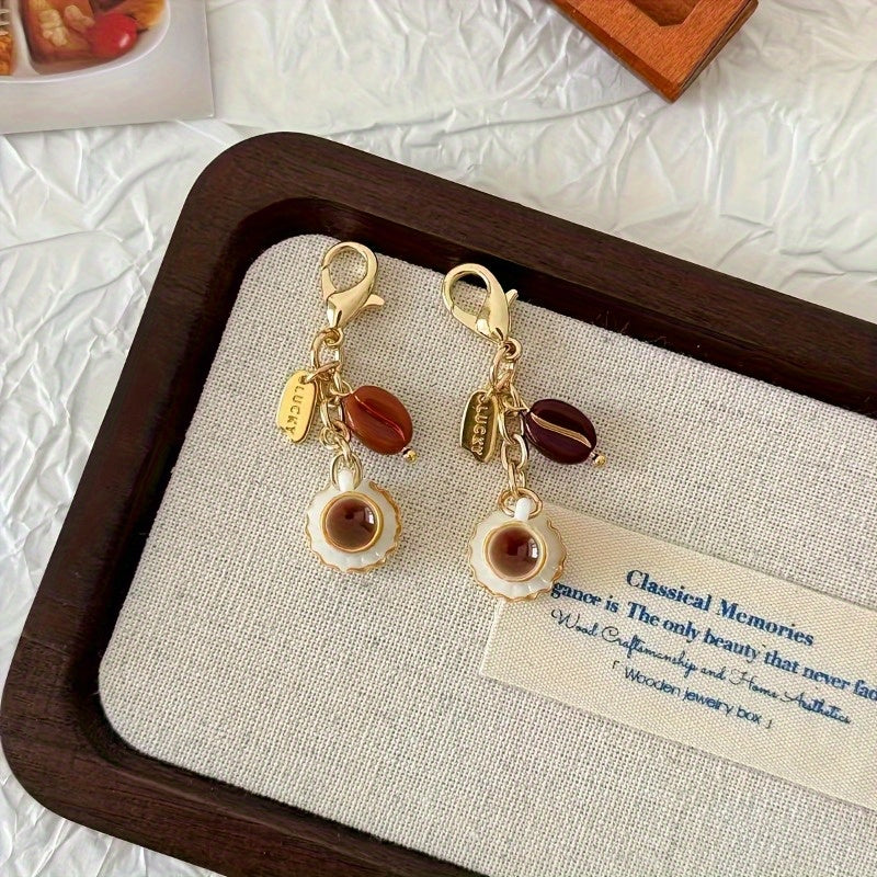 Coffee Cup Keychain with Zipper Closure