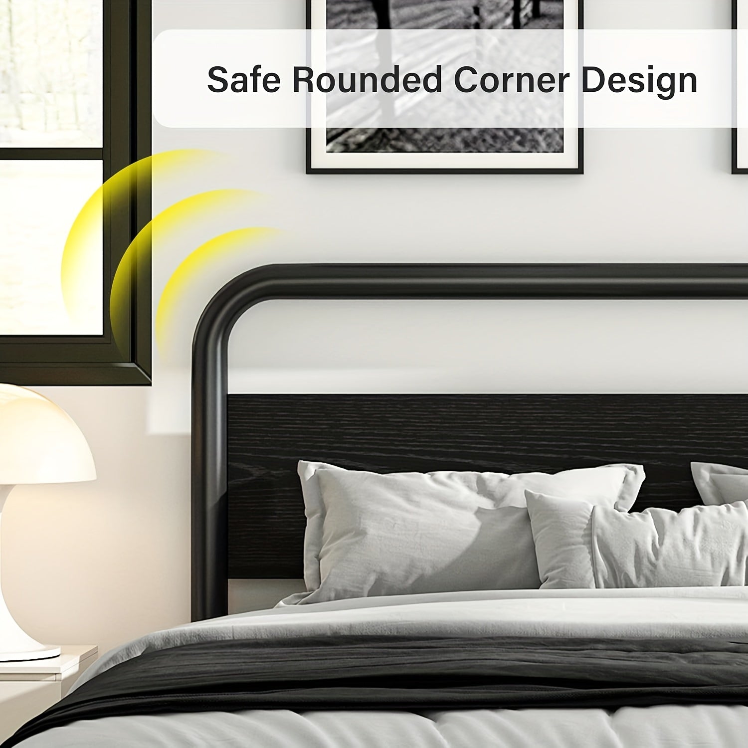 Twin Full Queen King Size Black/Brown/Grey/White Bed Frame with Wood Headboard