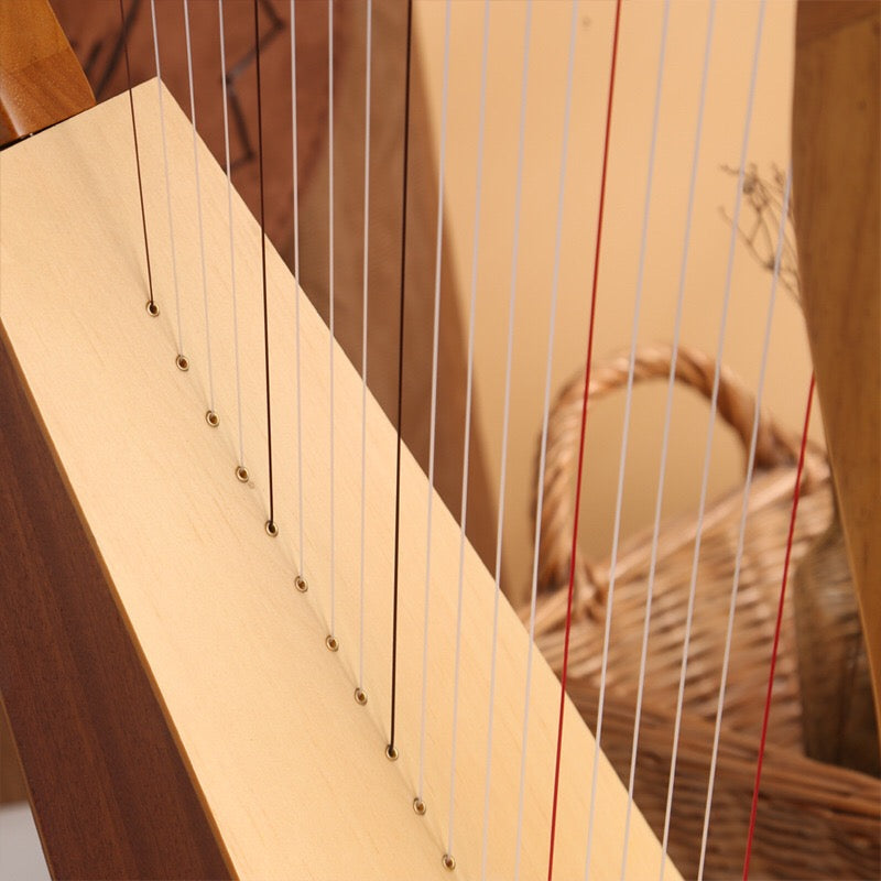 19 String Mahogany Solid Wooden Lyre Harp
