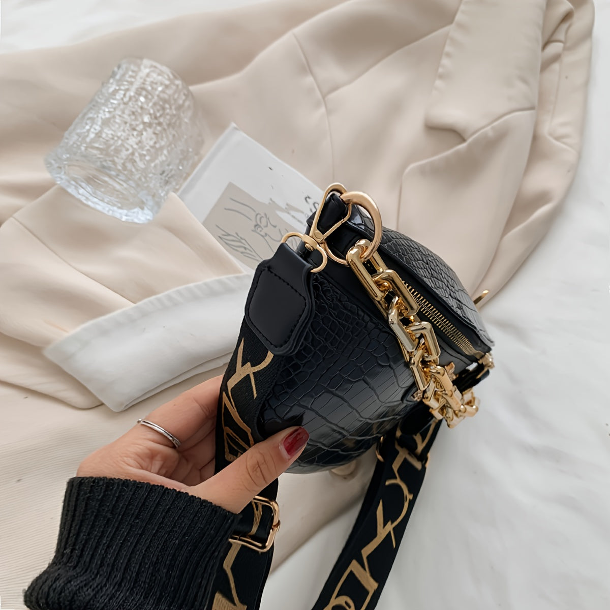 Crocodile Embossed Waist Bag