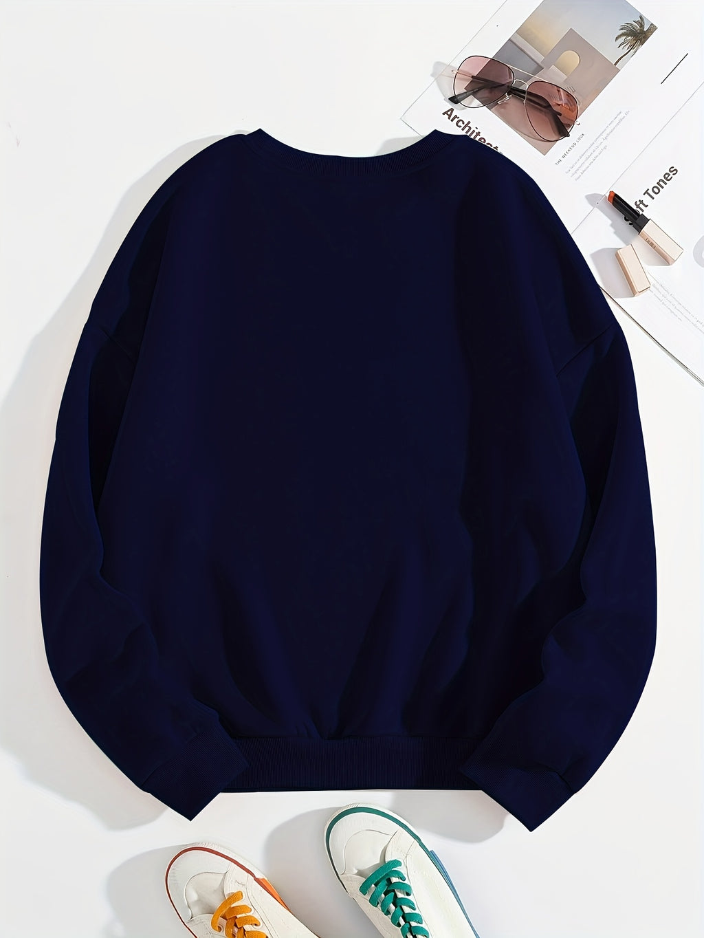 Women'S Sporty Casual Letter Print Crew Neck Sweatshirt - Cozy Fleece-Lined, Machine Washable, Black with "OVERSTIMULATED" Design, Perfect for Fall/Winter, Casual Sportswear | Relaxed Fit Sweatshirt | Machine Washable Top, Sw