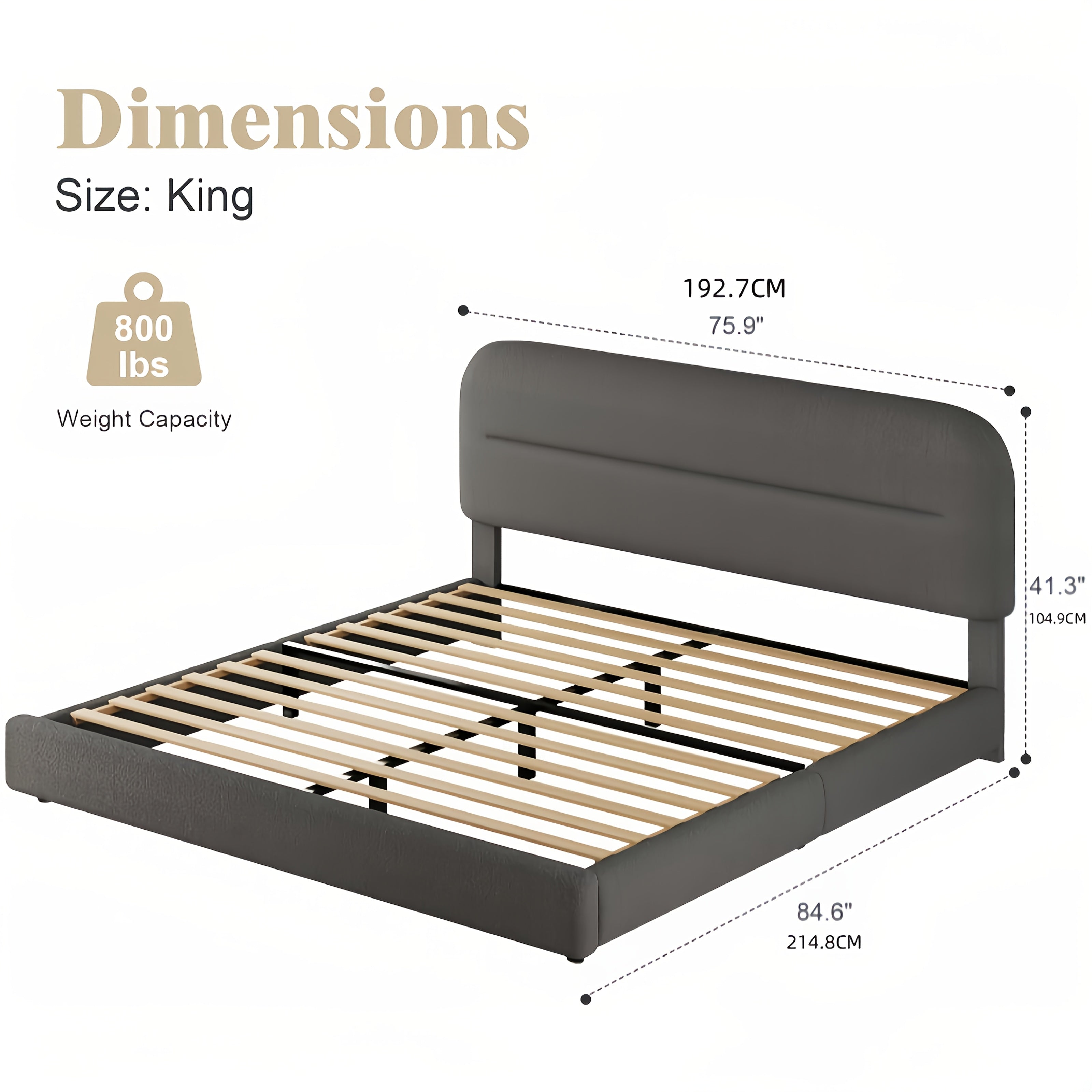 Upholstered Bed Frame with Headboard