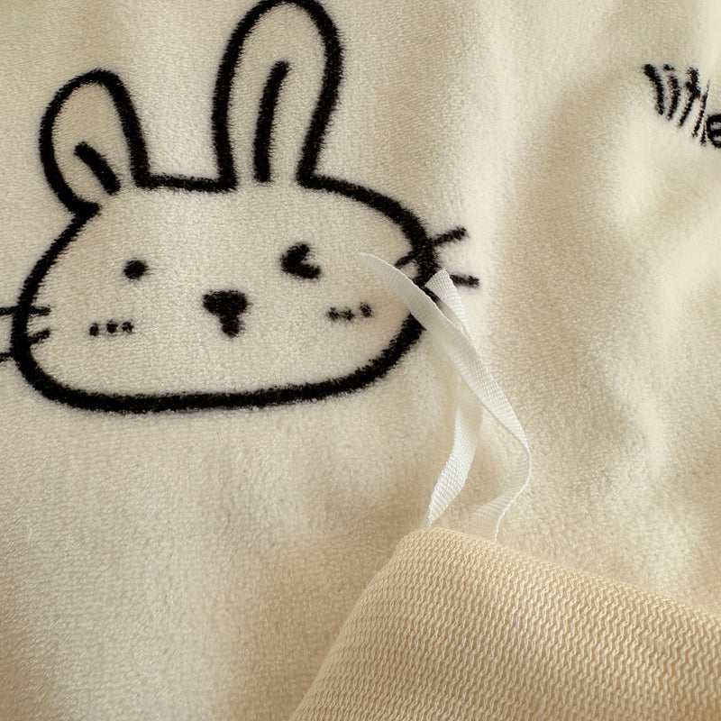 {3/4pcs} Cartoon Lambskin + Milk Velvet Set