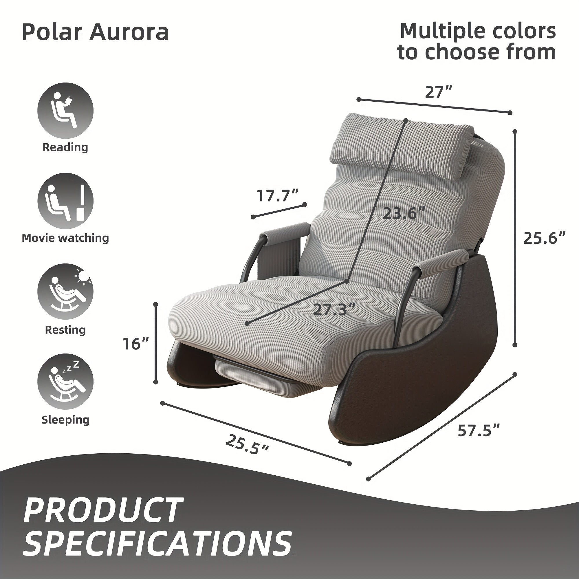 Nursery Glider Rocking Chair with Soft Cushioned Seat & Headrest