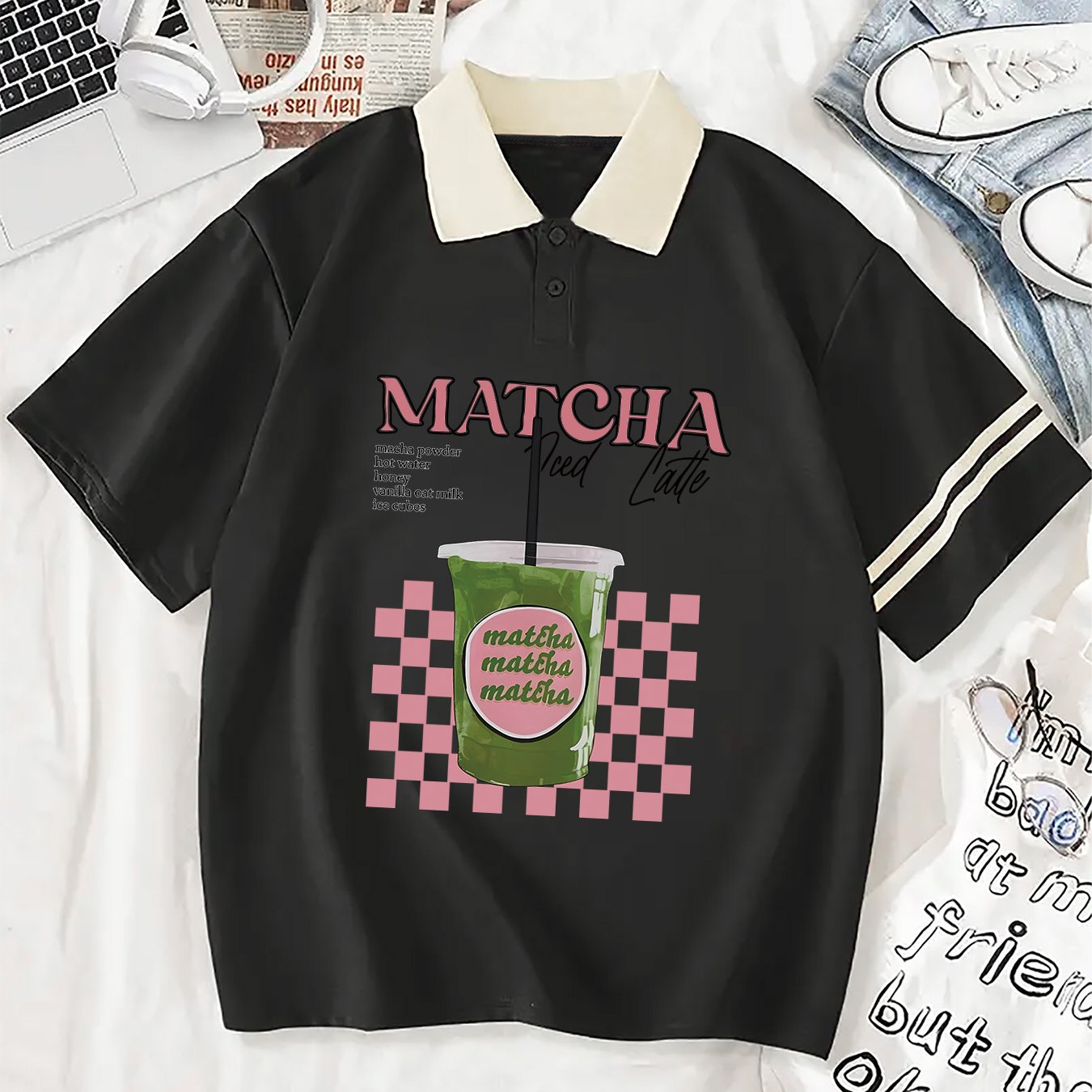 Matcha Latte Graphic Print Polo