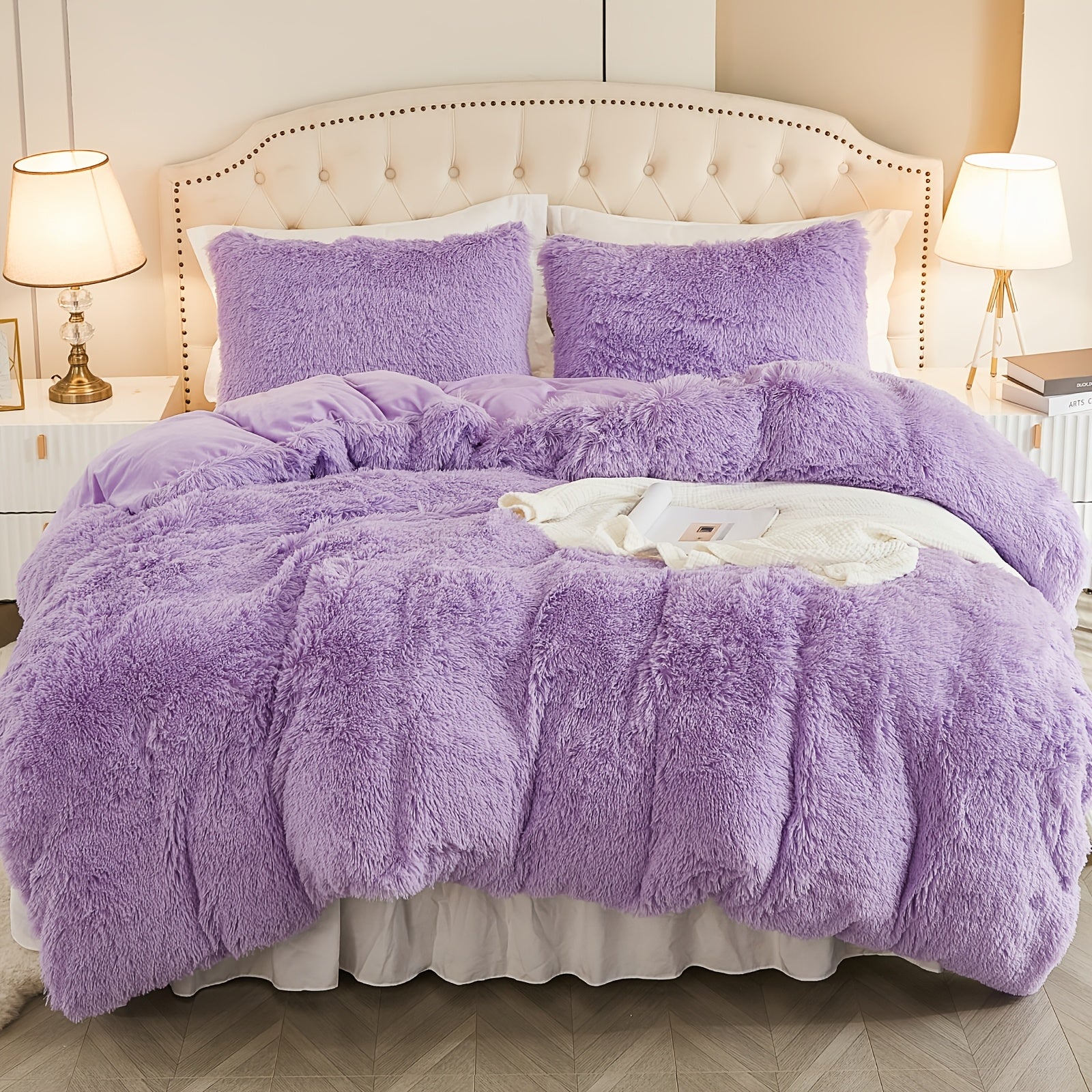 {2/3pcs} Plush Shaggy Fluffy Duvet Cover Set