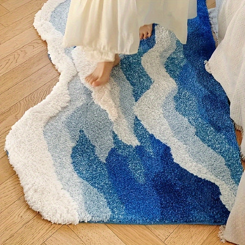 Thick Ultra-Soft Tufted Rug - Blue Ocean Wave