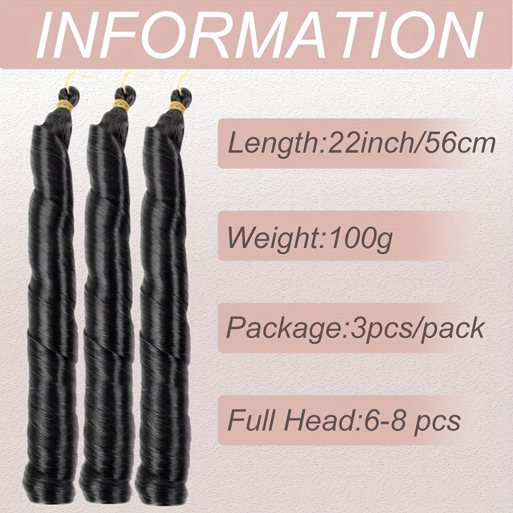 3pcs 22" Pre-Stretched French Curl Braiding Hair Extensions for Women - Loose Wave Synthetic Crochet Braids