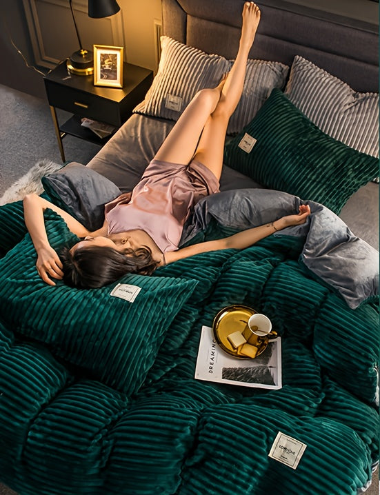 {4 Pieces} Deluxe Puffy Duvet Cover Set