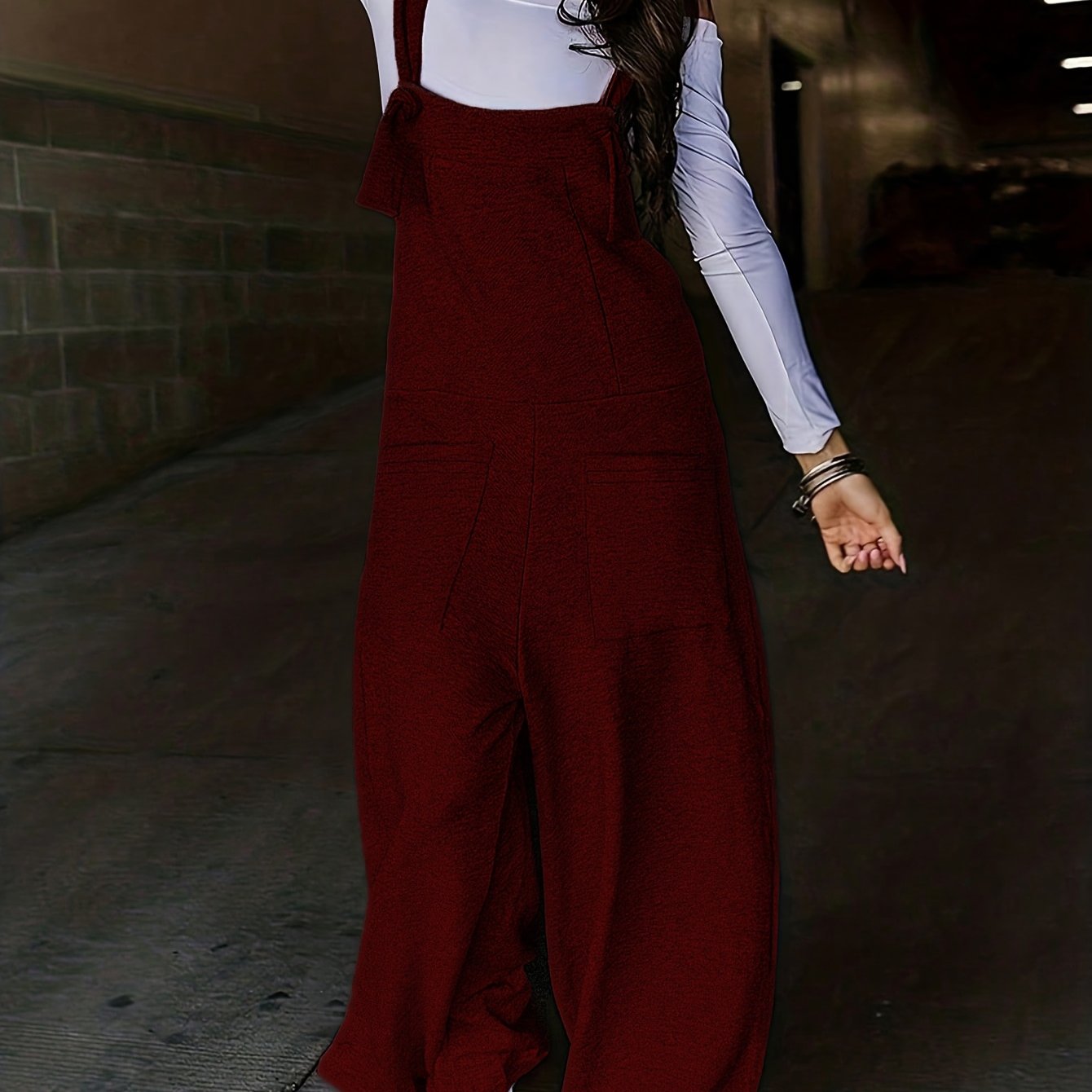 Solid Color Slingback Jumpsuit with Pocket