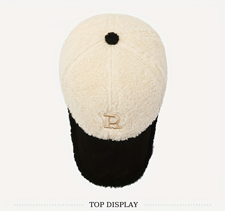 Teddy Bear Plush Thermal Letter R Cap