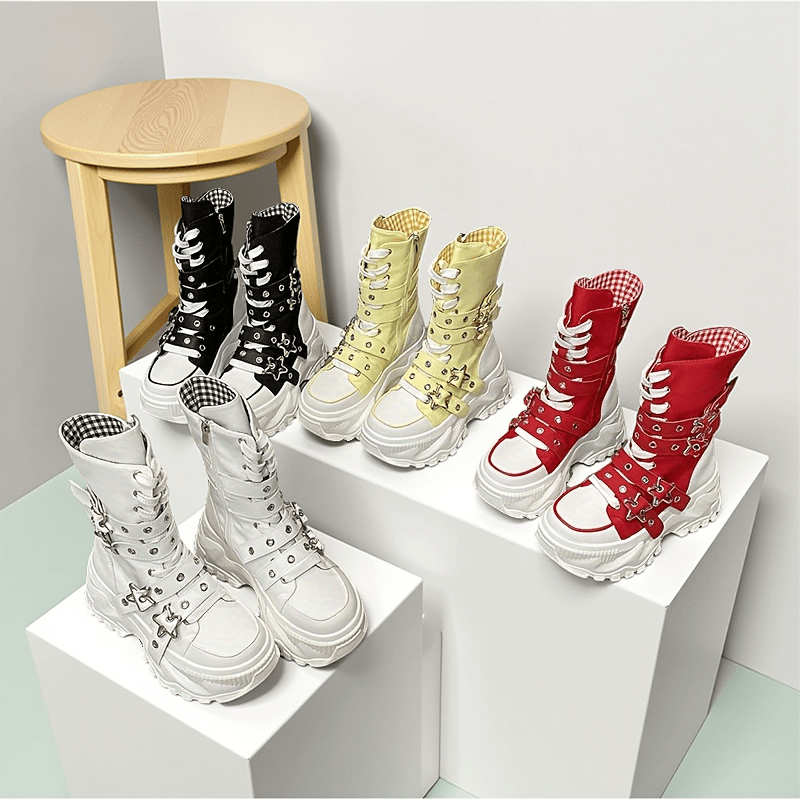 Thick Soled High Top Casual Shoes