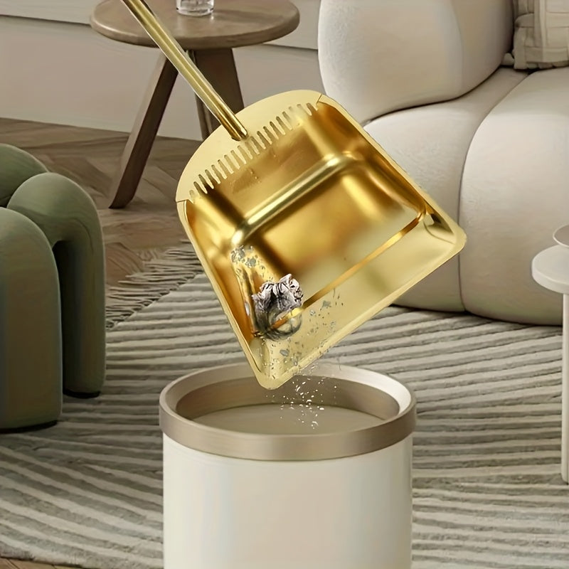 Extra-Long Premium Golden Stainless Steel Broom with Serrated Edge