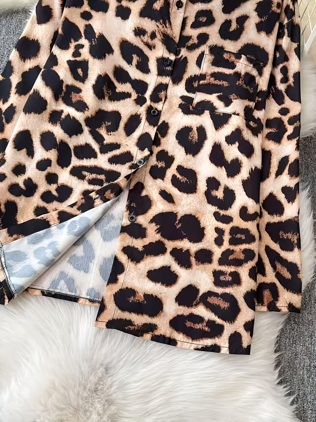 High Drape Silky Leopard Print Pajamas Two-Piece Set