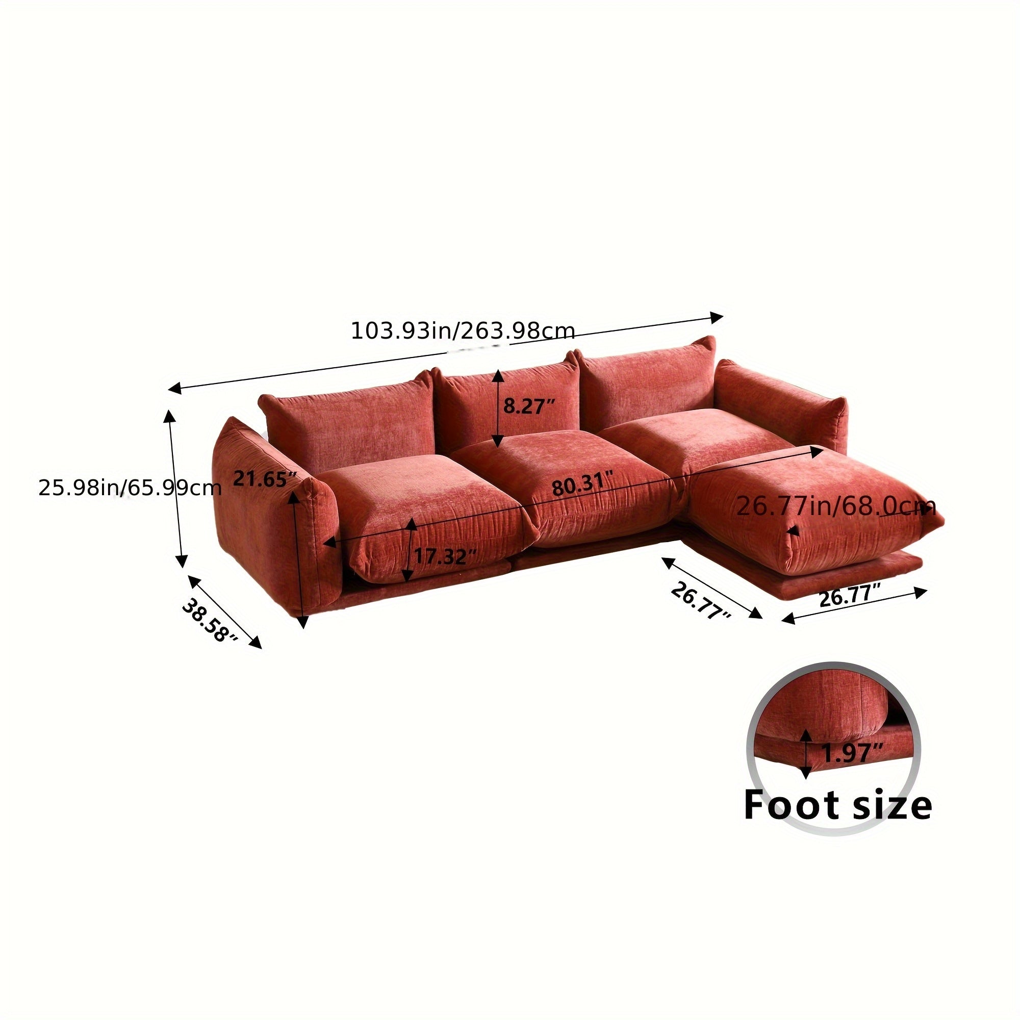 5-Seater Sectionals Couch With Wide Reversible Chaise Ottoman