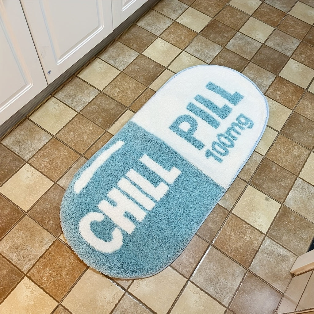 "CHILL PILL 100mg" Non-Slip Absorbent Polyester Area Mat
