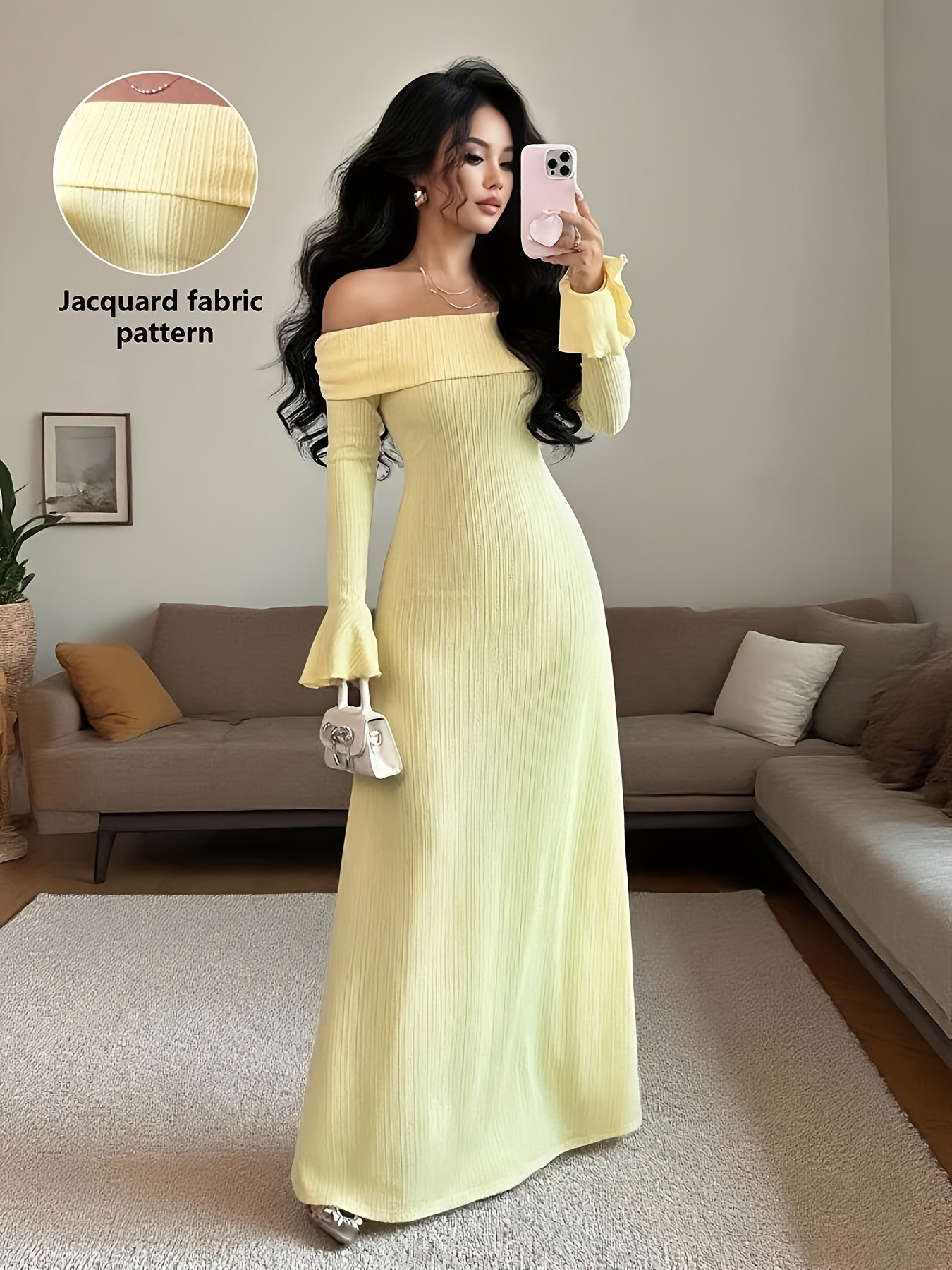Elegant Off-the-Shoulder/One-Shoulder Long Sleeve Dress