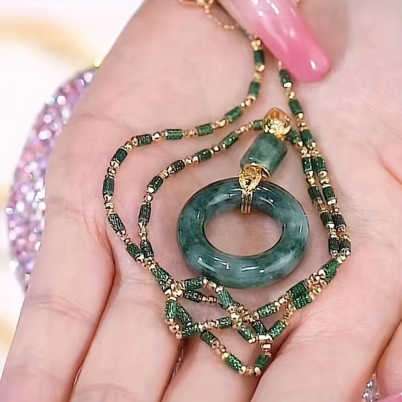 Elegant Artificial Jade Pendant Necklace