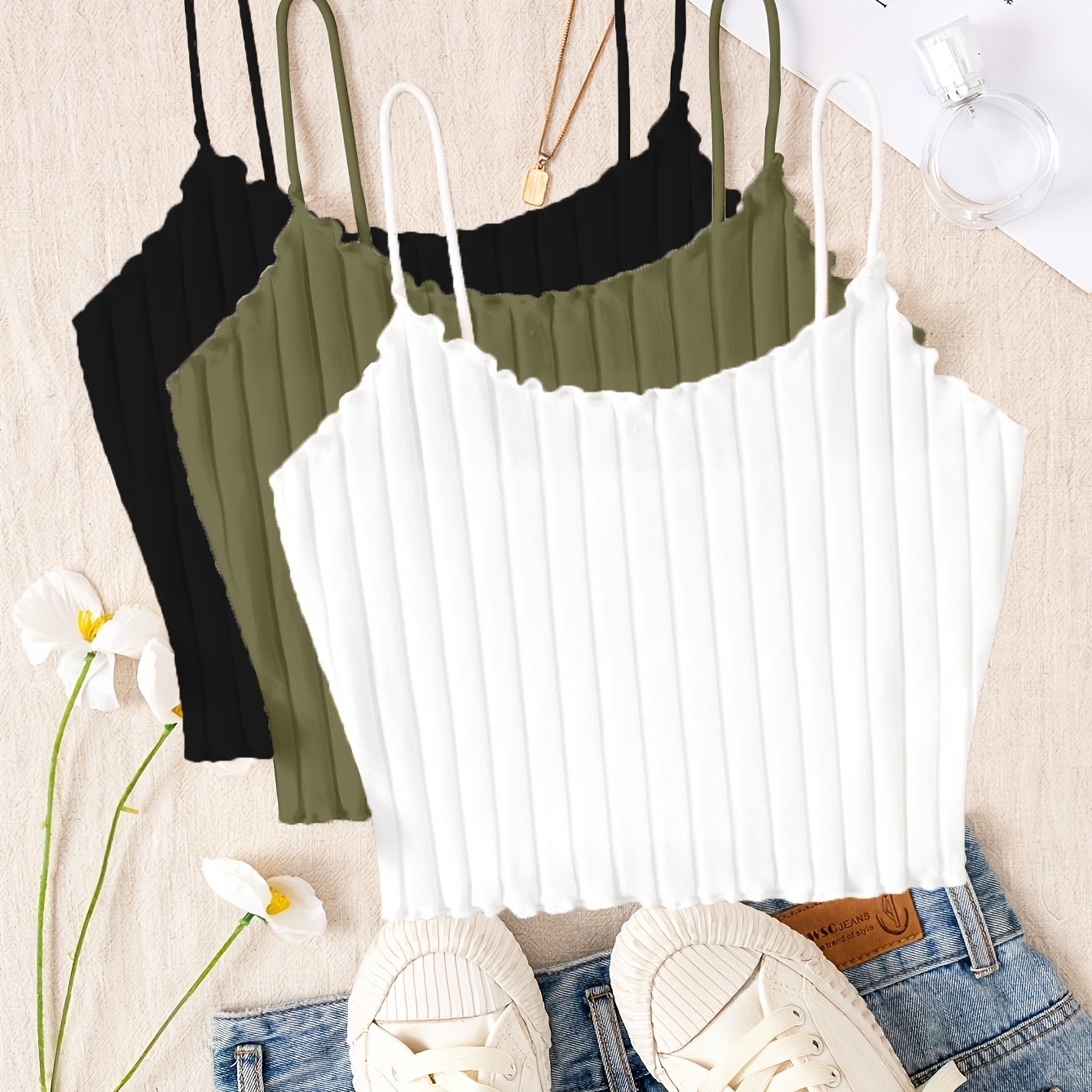 Womens Summer Clothing Bras for Women - Set of Three Spaghetti Strap Slingback - Elegant Viscose Smooth Fabric